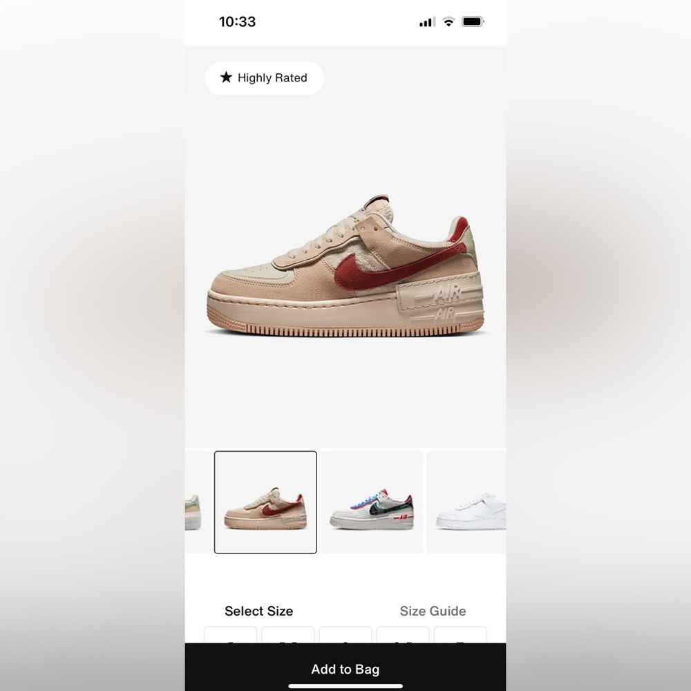 nike air force 1 shadow size 7.5 in excellent condition worn once!